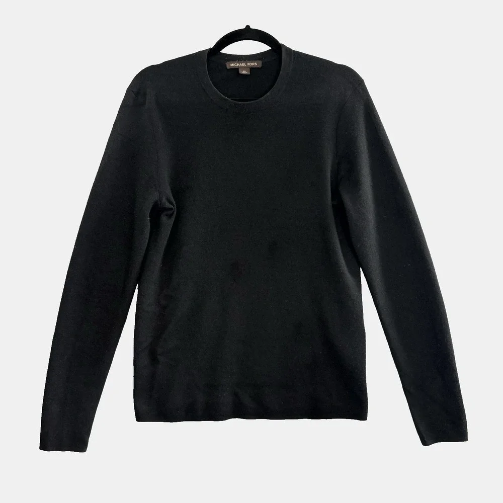 MICHAEL KORS Women Cashmere Pullover Long Sleeve Round Neck Sweater Sz XS Black